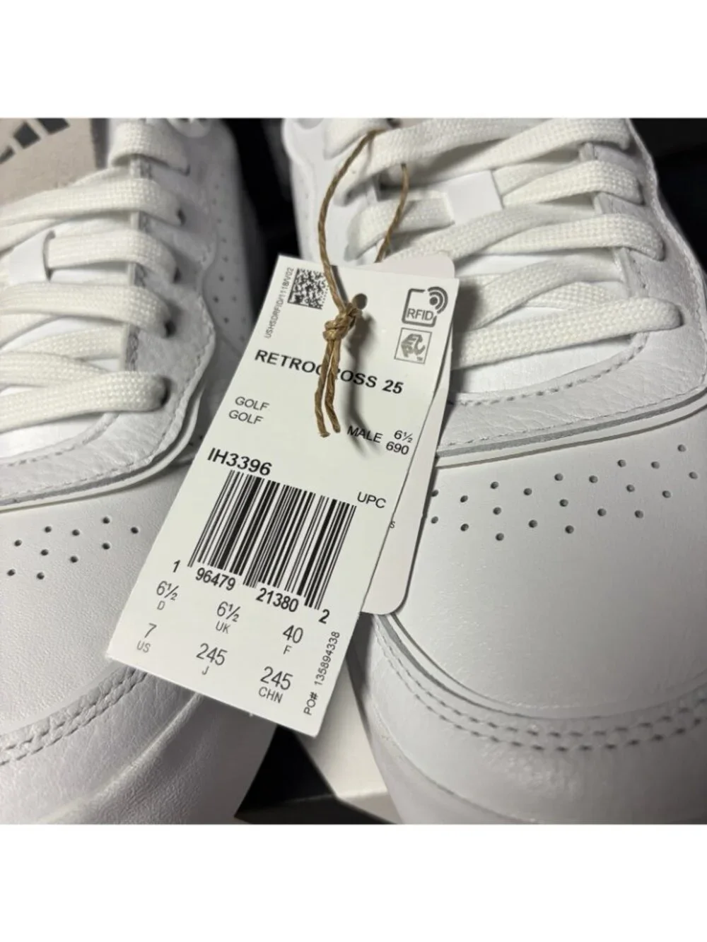 Adidas Mens Retrocross 25 Spikeless Golf Shoes Size 7 M White/Gum - IH3396 - Picture 7 of 8